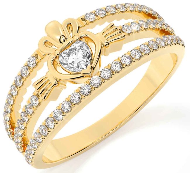 Diamond Gold Claddagh Ring