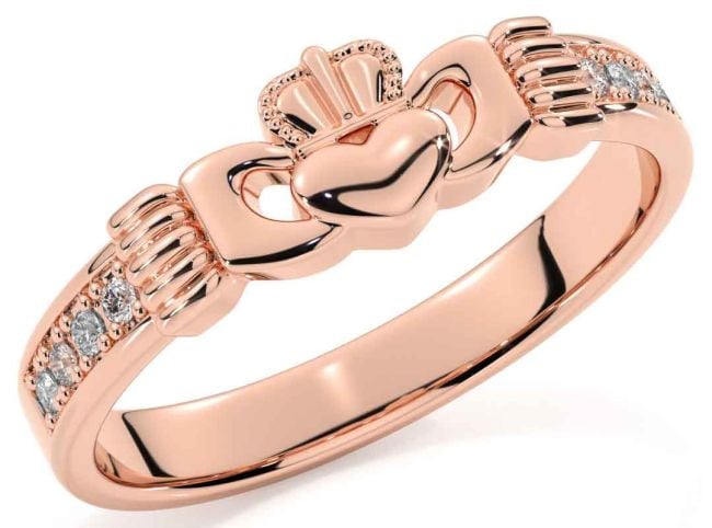 Diamond Rose Gold Claddagh Ring