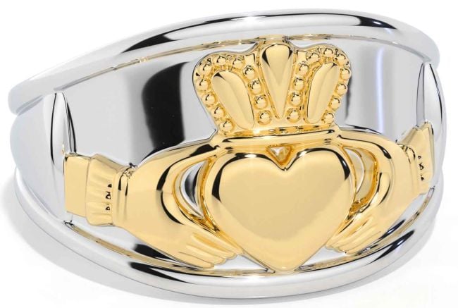 Men's Gold Silver Claddagh Ring