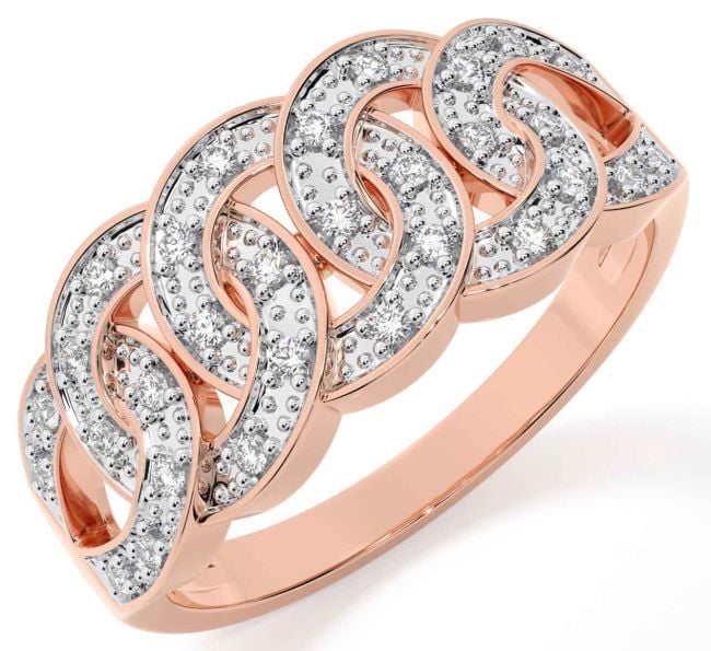 Diamond Rose Gold Silver Celtic Ring