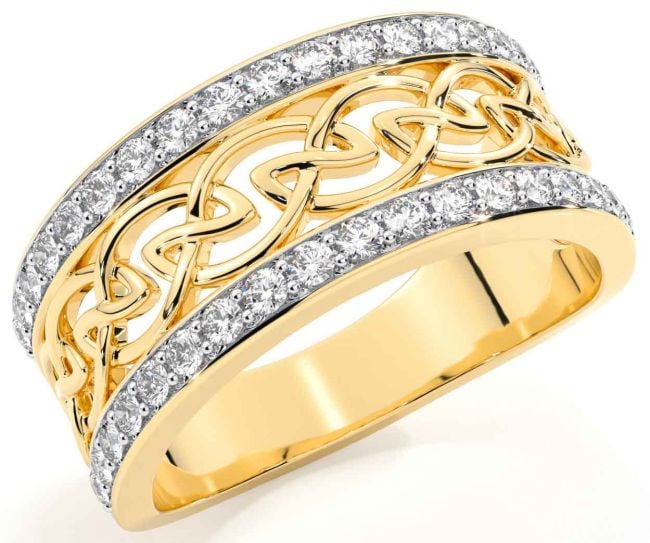 Diamond Gold Silver Celtic Ring