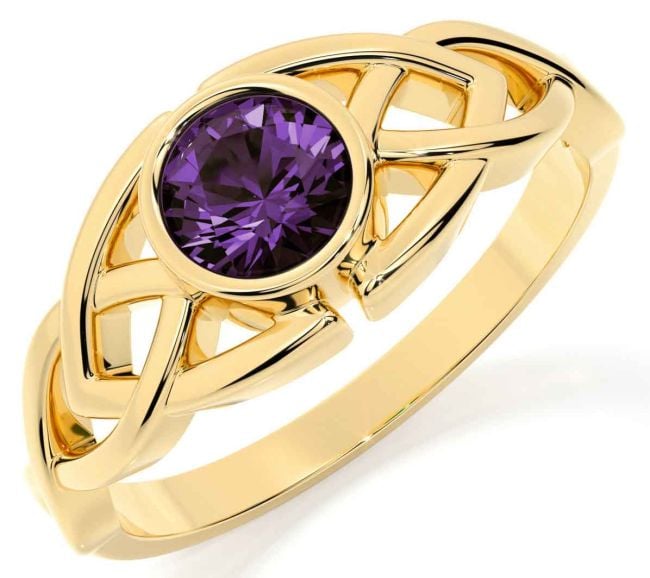 Alexandrite Gold Silver Celtic Trinity Knot Ring