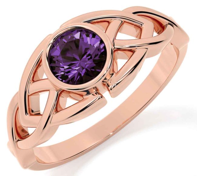 Alexandrite Rose Gold Celtic Trinity Knot Ring