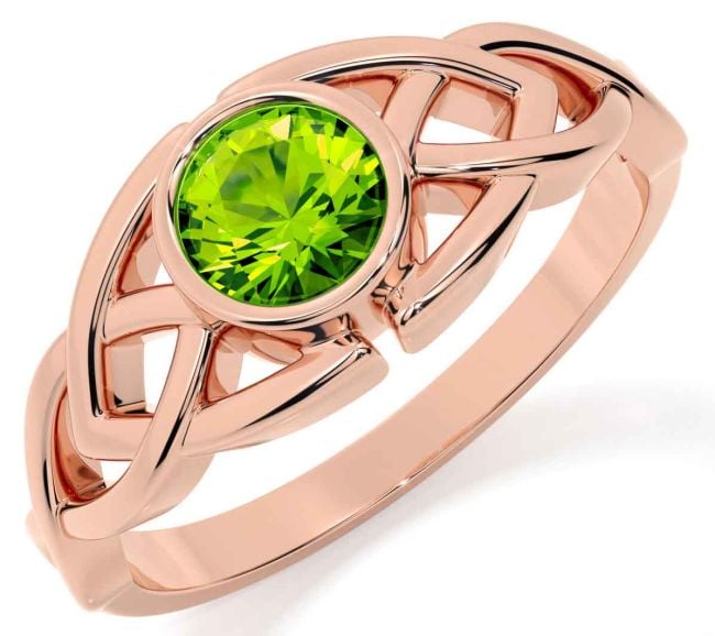 Peridot Rose Gold Celtic Trinity Knot Ring