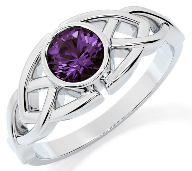 Alexandrite Silver Celtic Trinity Knot Ring