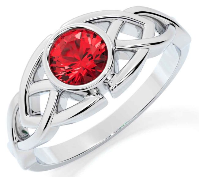 Ruby White Gold Celtic Trinity Knot Ring