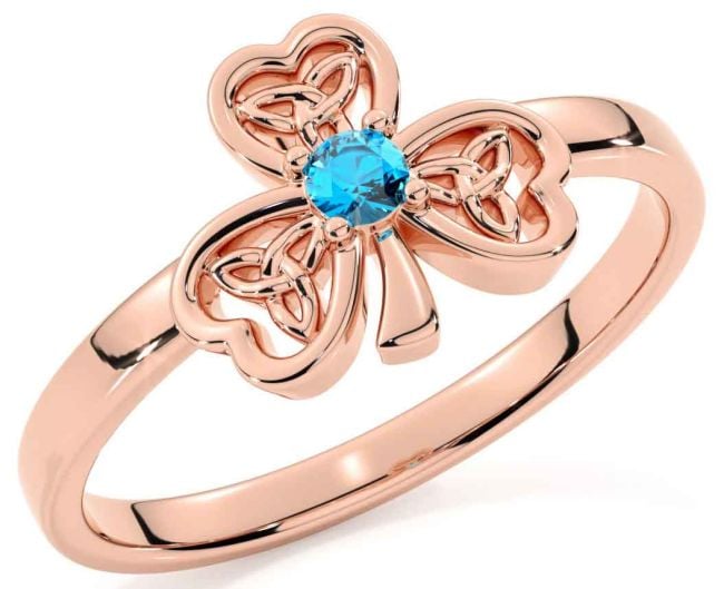 Topaz Rose Gold Silver Shamrock Ring