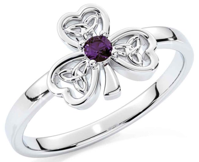 Alexandrite Silver Shamrock Ring