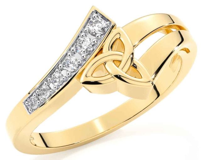 Diamant Gold keltisch Dreieinigkeit Knoten Ring