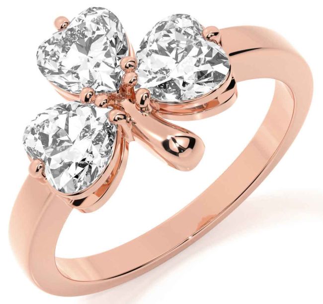 Diamond Rose Gold Silver Shamrock Ring