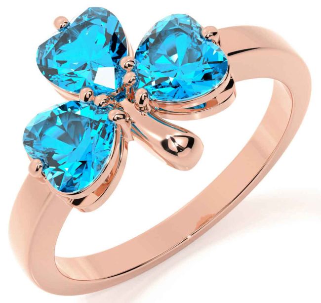 Topaz Rose Gold Silver Shamrock Ring