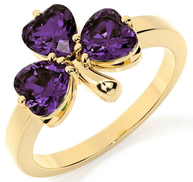 Alexandrite Gold Silver Shamrock Ring