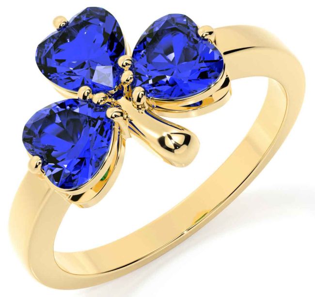 Sapphire Gold Silver Shamrock Ring