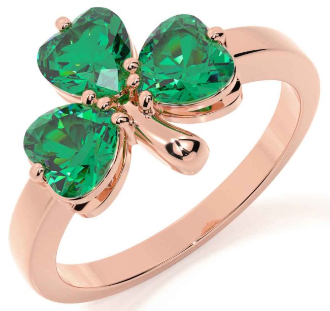 Emerald Rose Gold Shamrock Ring