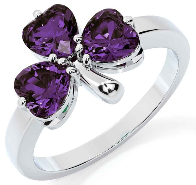 Alexandrite Silver Shamrock Ring