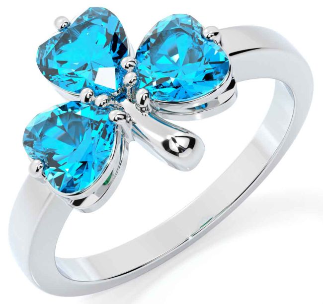 Topaz Silver Shamrock Ring