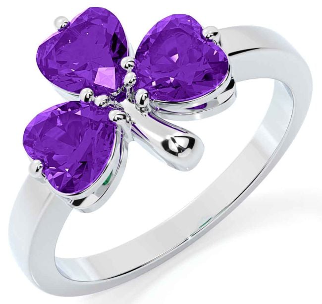 Amethyst White Gold Shamrock Ring