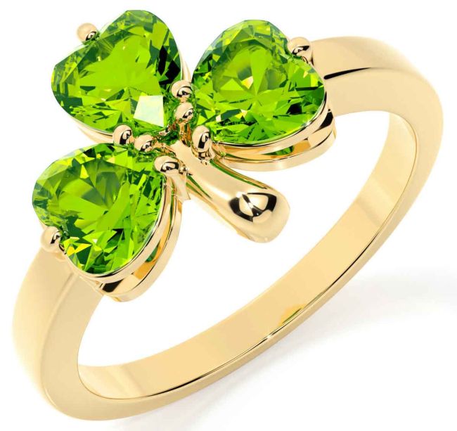 Peridot Gold Shamrock Ring