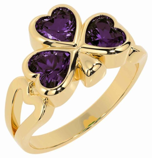 Men's Alexandrite Gold Silver Shamrock Ring