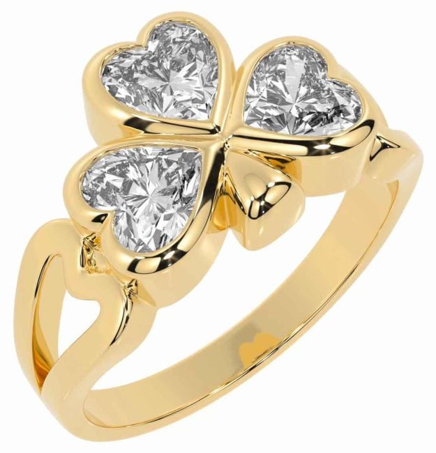 Men's Diamond Gold Silver Shamrock Ring