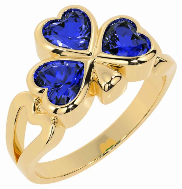 Men's Sapphire Gold Silver Shamrock Ring