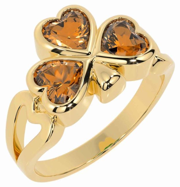 Men's Citrine Gold Shamrock Ring