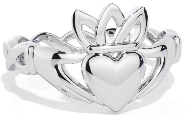 White Gold Celtic Claddagh Ring