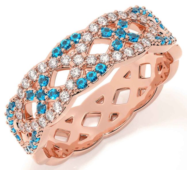 Diamond Topaz Rose Gold Silver Infinity Ring