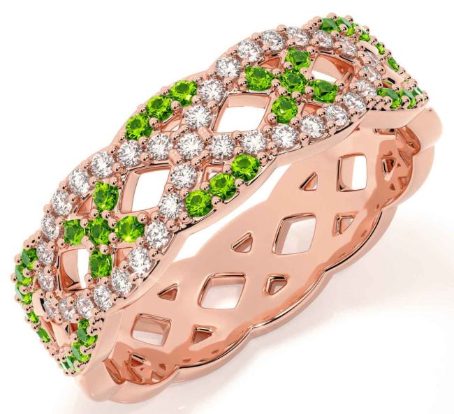 Diamond Peridot Rose Gold Infinity Ring