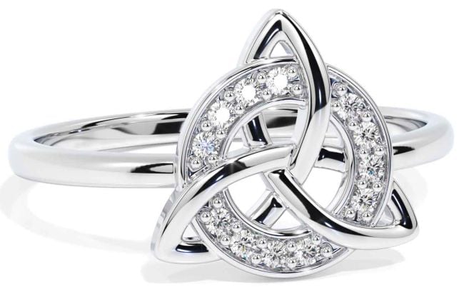 Diamond White Gold Celtic Trinity Knot Ring