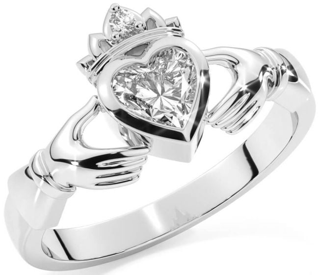 Diamond Silver Claddagh Ring