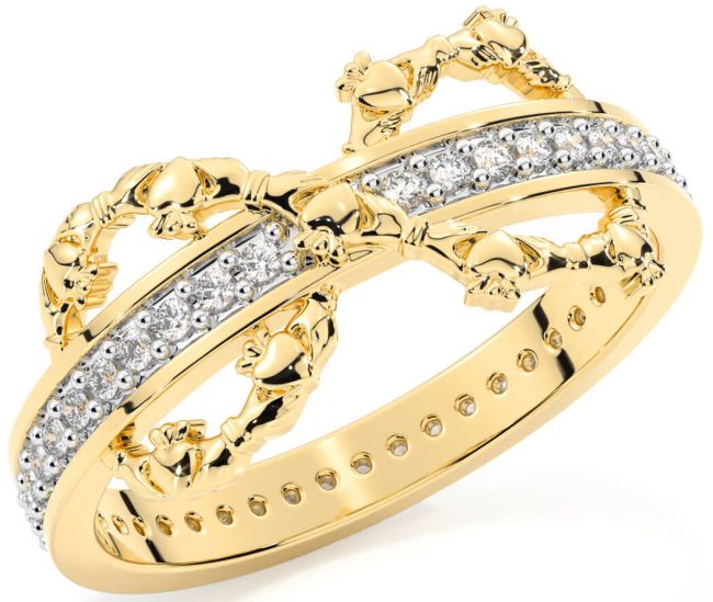 Diamond Gold Infinity Claddagh Ring