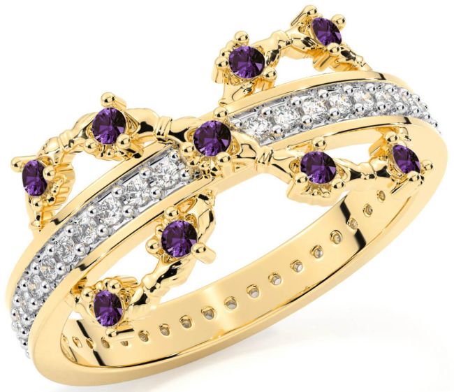 Alexandrite Gold Silver Infinity Claddagh Ring