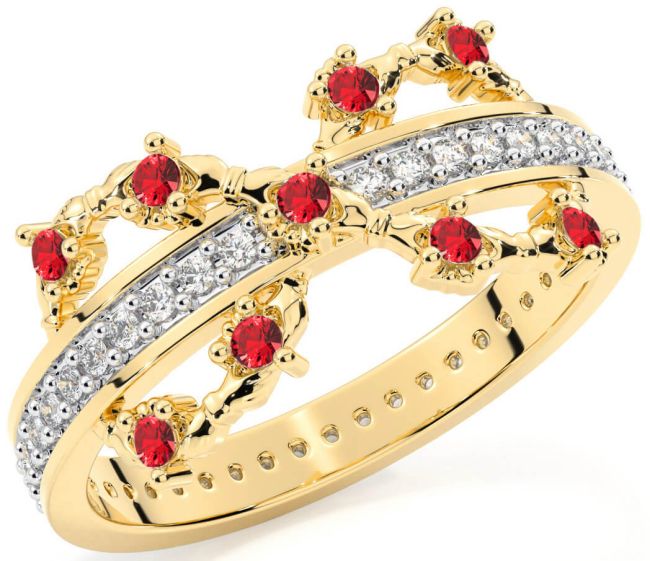 Ruby Gold Silver Infinity Claddagh Ring