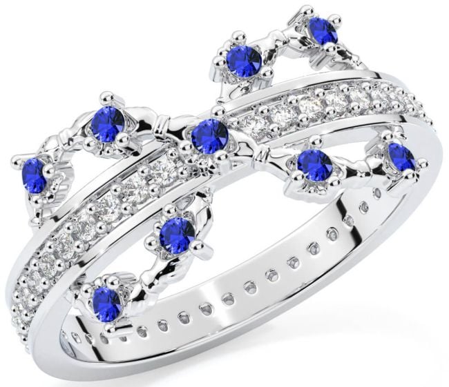 Sapphire Silver Infinity Claddagh Ring