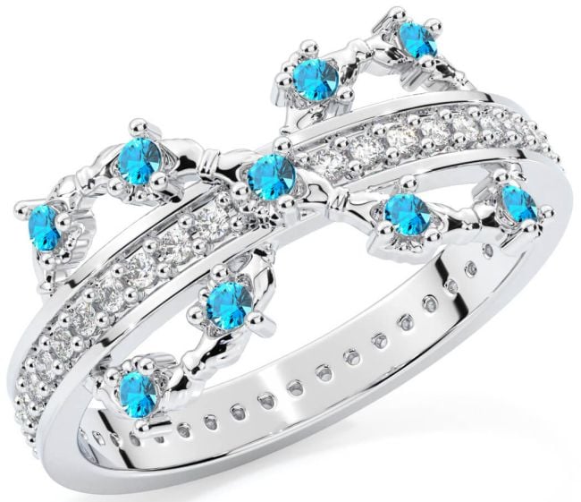 Topaz Silver Infinity Claddagh Ring