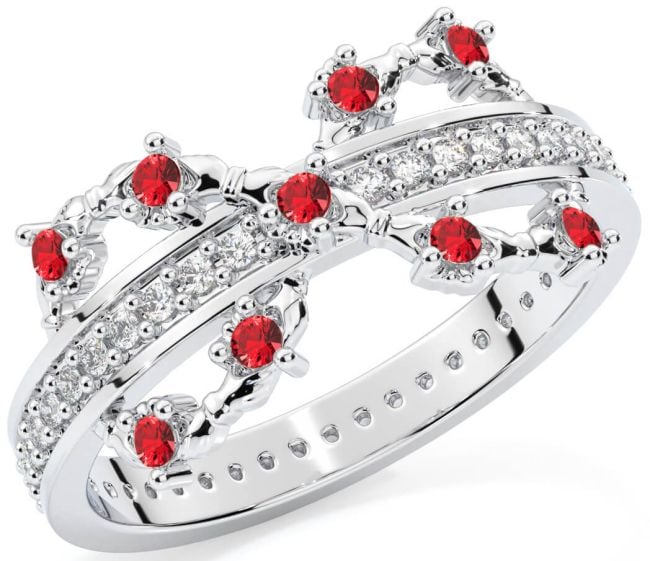 Ruby White Gold Infinity Claddagh Ring