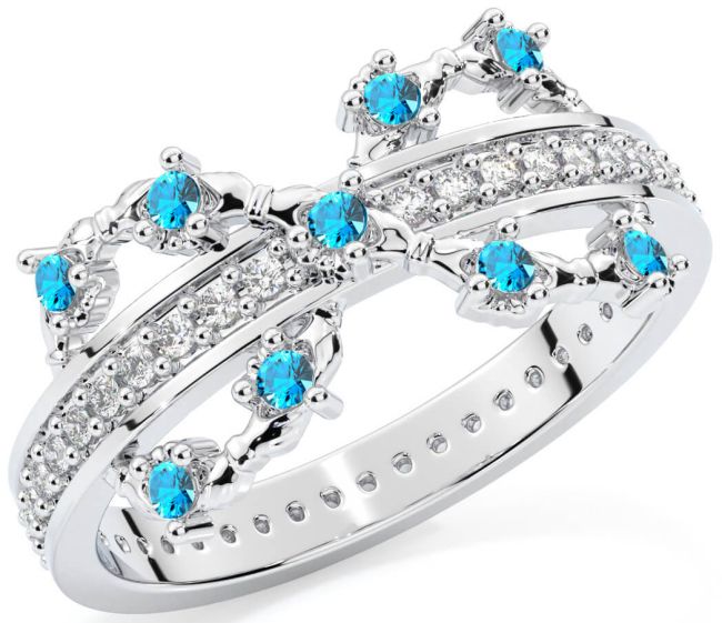 Topaz White Gold Infinity Claddagh Ring