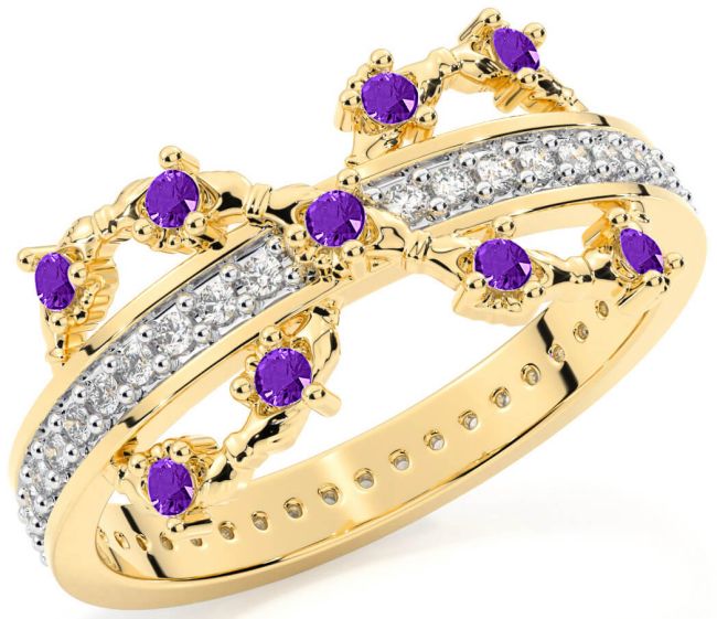 Amethyst Gold Infinity Claddagh Ring