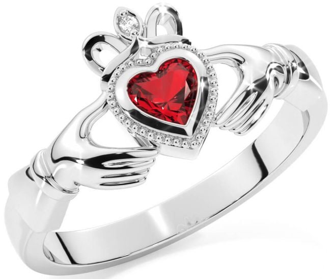 Diamante Rubino Bianco Oro Claddagh Squillo