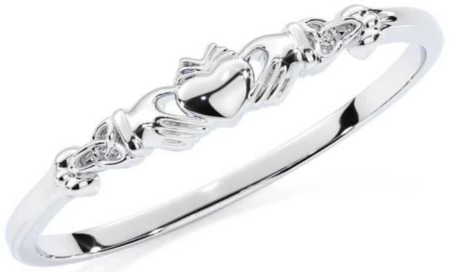 Silber keltisch Claddagh Dreieinigkeit Knoten Ring