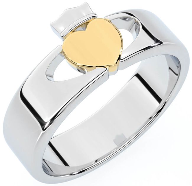 Men's Gold Silver Claddagh Ring