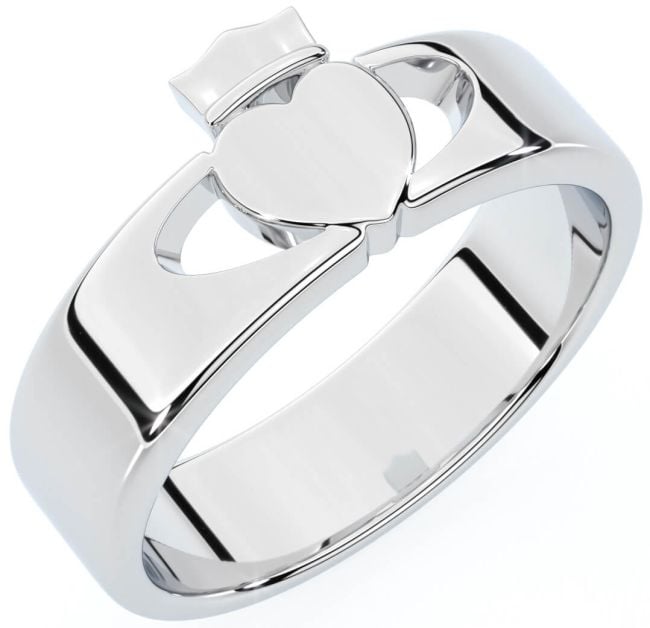 Men's White Gold Claddagh Ring