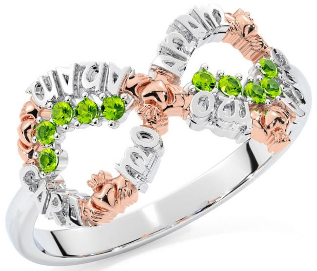 Peridot Rose Gold Silver Claddagh Infinity Irish 