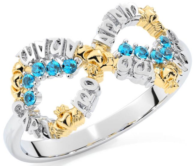 Topaz Gold Silver Claddagh Infinity Irish 