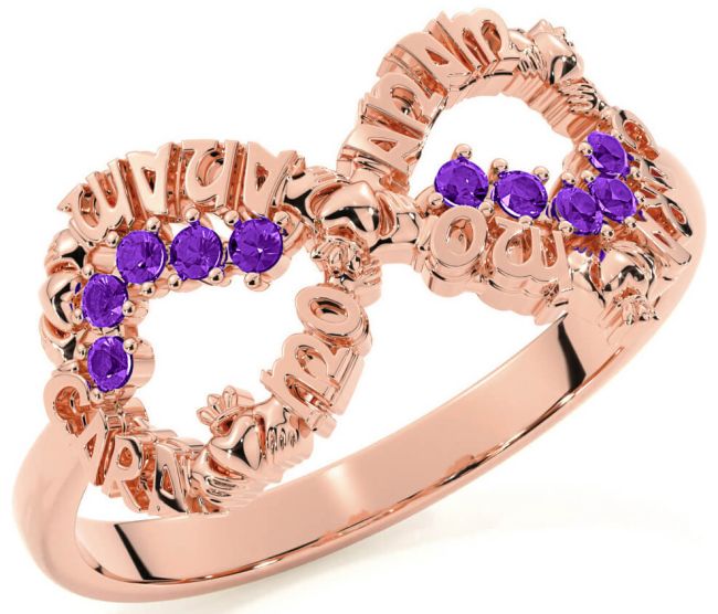Amethyst Rose Gold Silver Claddagh Infinity Irish 