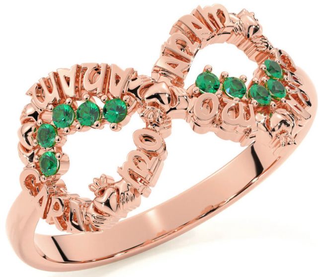 Emerald Rose Gold Silver Claddagh Infinity Irish 