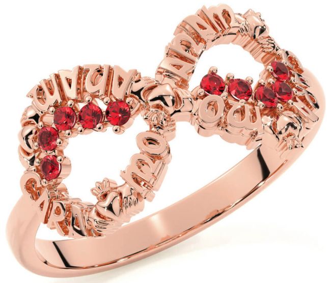 Ruby Rose Gold Silver Claddagh Infinity Irish 