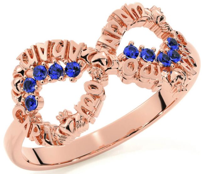 Sapphire Rose Gold Silver Claddagh Infinity Irish 