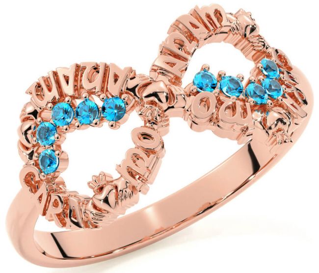 Topaz Rose Gold Silver Claddagh Infinity Irish 
